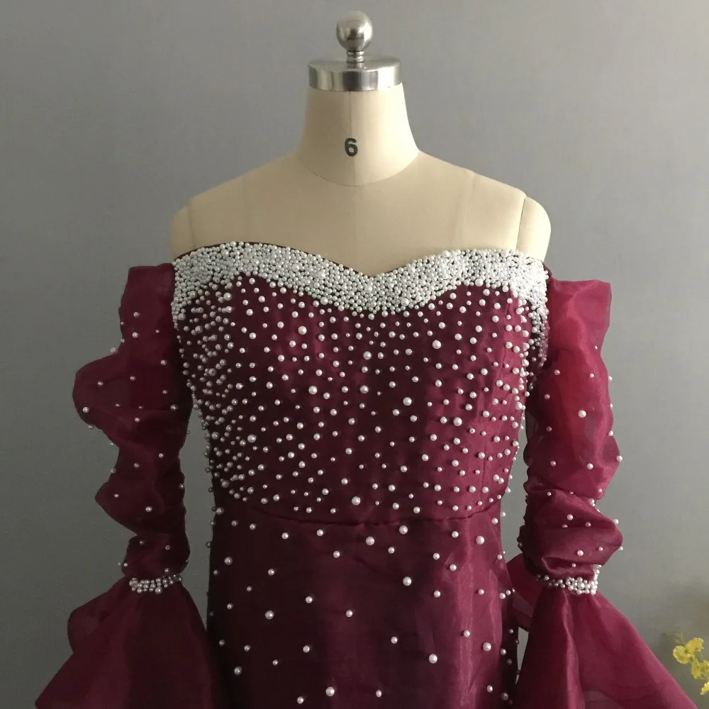 Женское вечернее платье русалка фиолетовое в мусульманском стиле с бусинами и