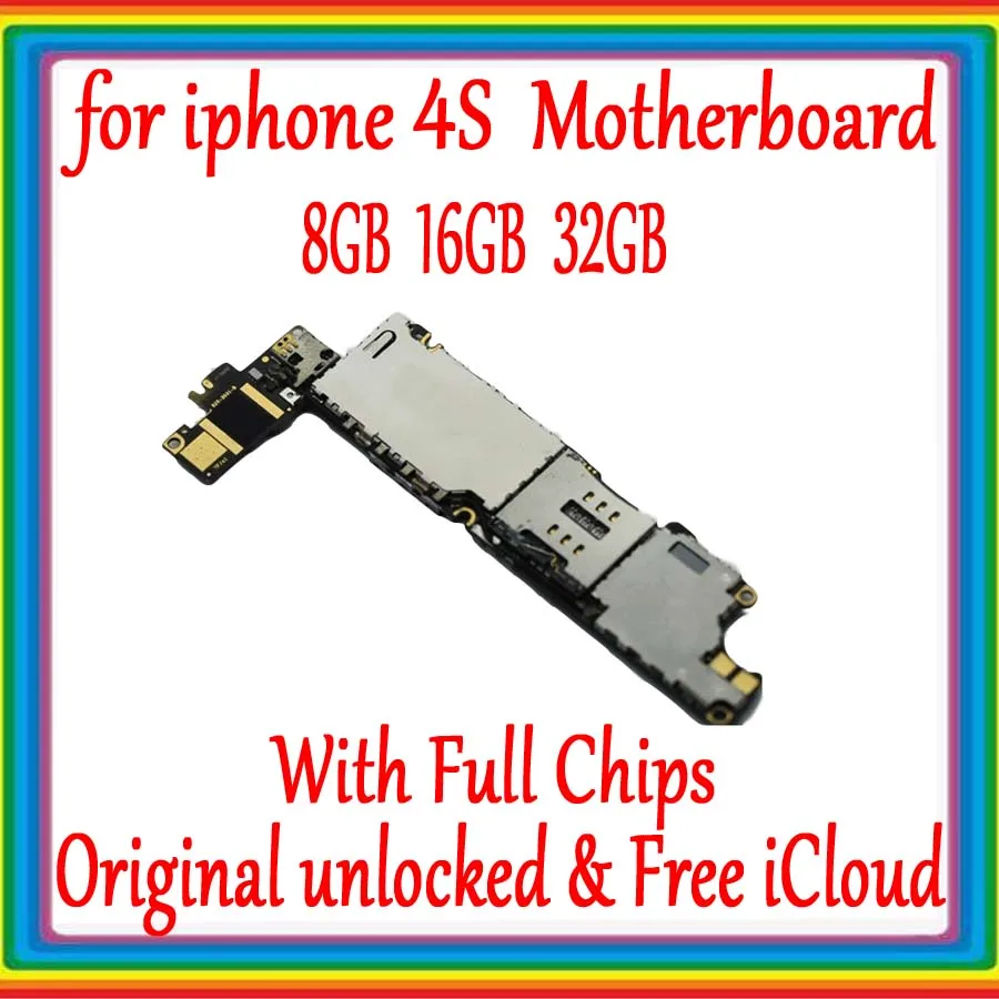 8 ГБ/16 ГБ/32 ГБ для iphone 4s оригинальная материнская плата с полным чипом, полностью разблокированная для iphone 4s материнская плата, Бесплатный iCloud