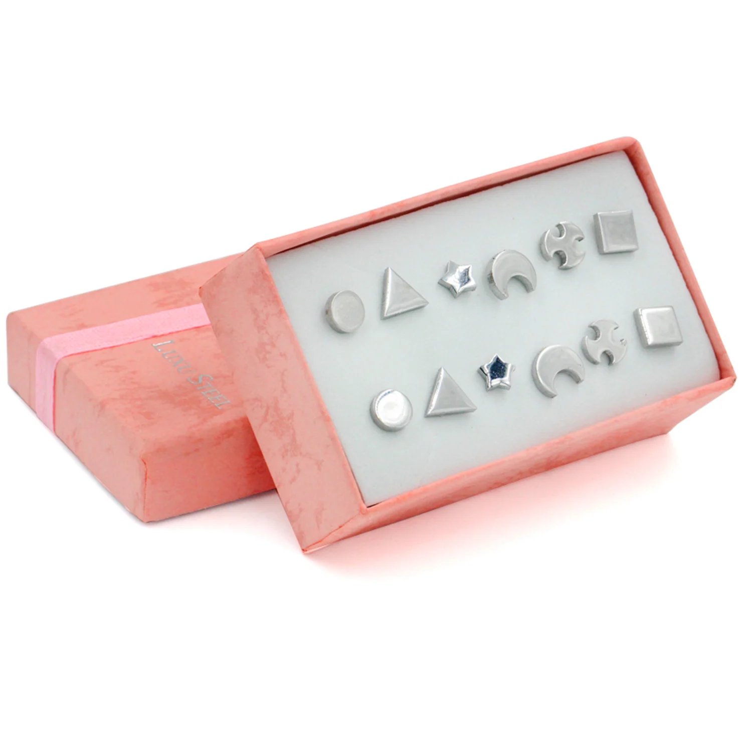 Серьги нержавеющей стали 6Pairs / Box для женщин Ювелирные изделия способа стерлингового серебра - Окраска металла: 15