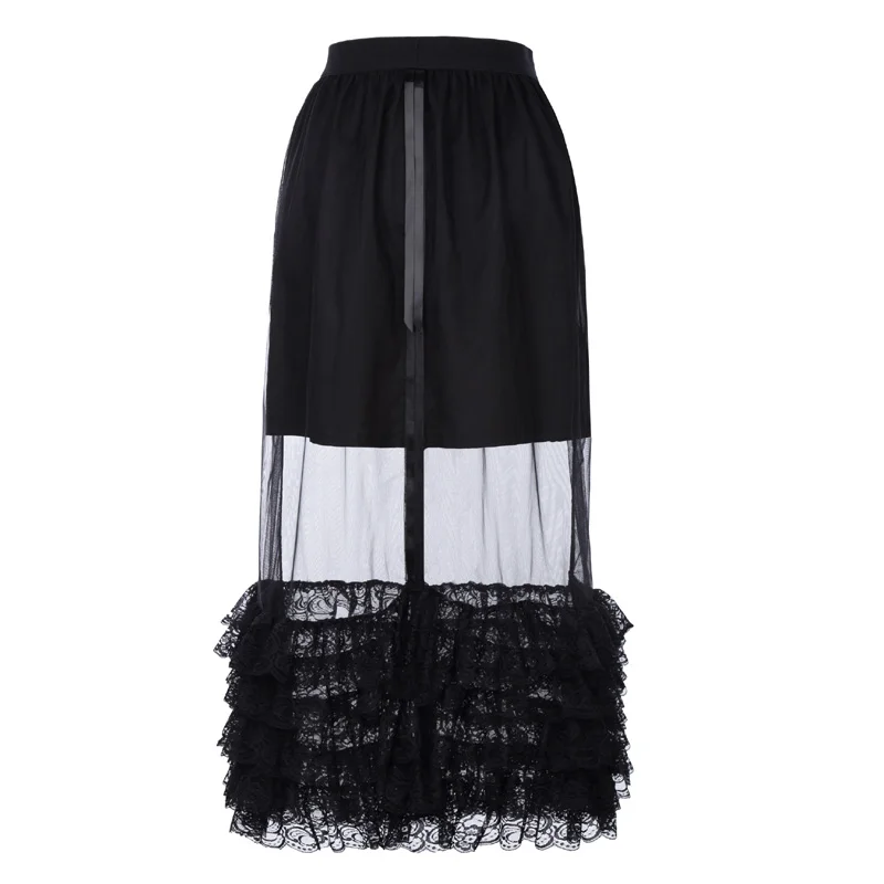 Женская винтажная юбка из тюля с высокой талией и оборками|mesh tulle skirt|tulle skirtlong maxi