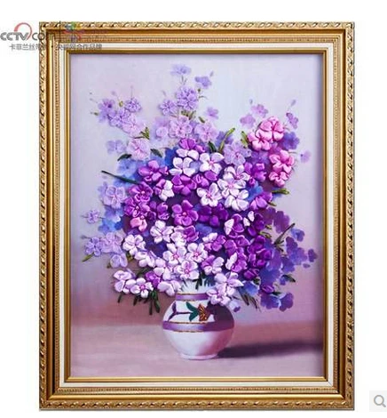 Натуральная картина вышитая лентами Вышивка крестом Набор для 3D вышивки