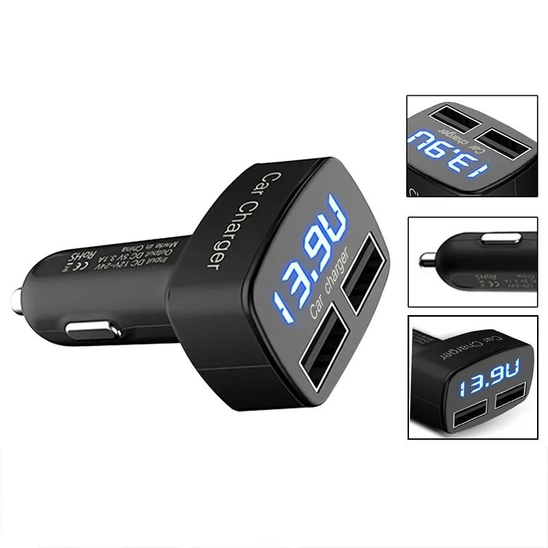 Цифровой светодиодный дисплей USB Автомобильное зарядное устройство DC 5 В 3.1A