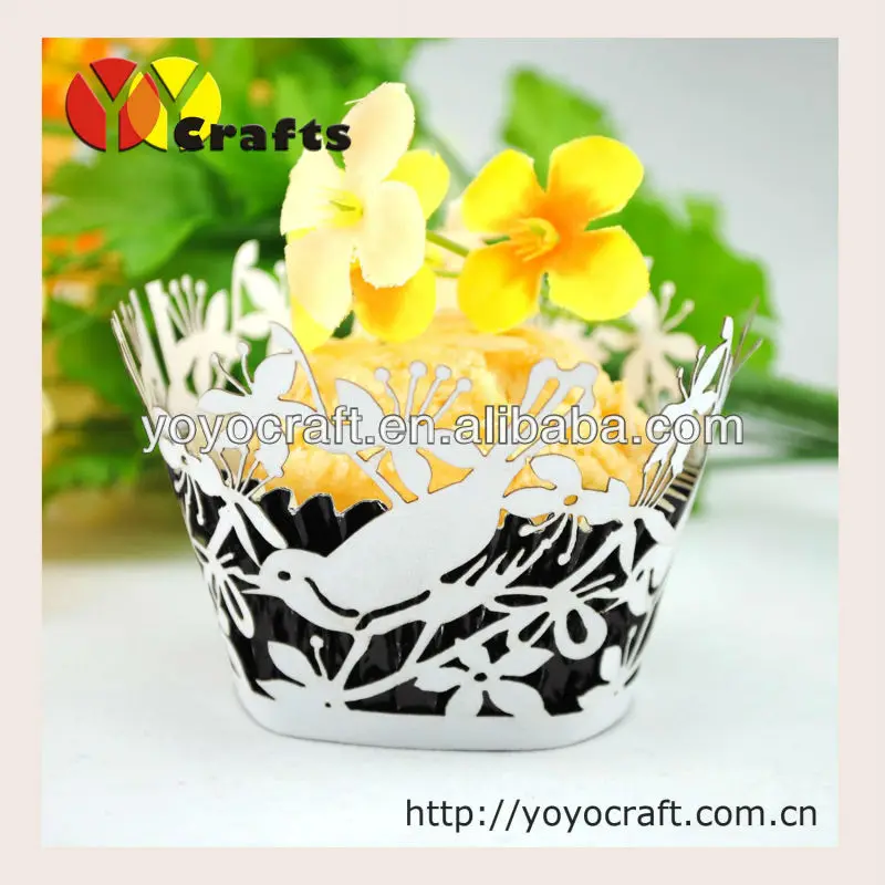 

100pcs Love Bird Cake Decoration Laser Cut Paper Cupcake Wrappers