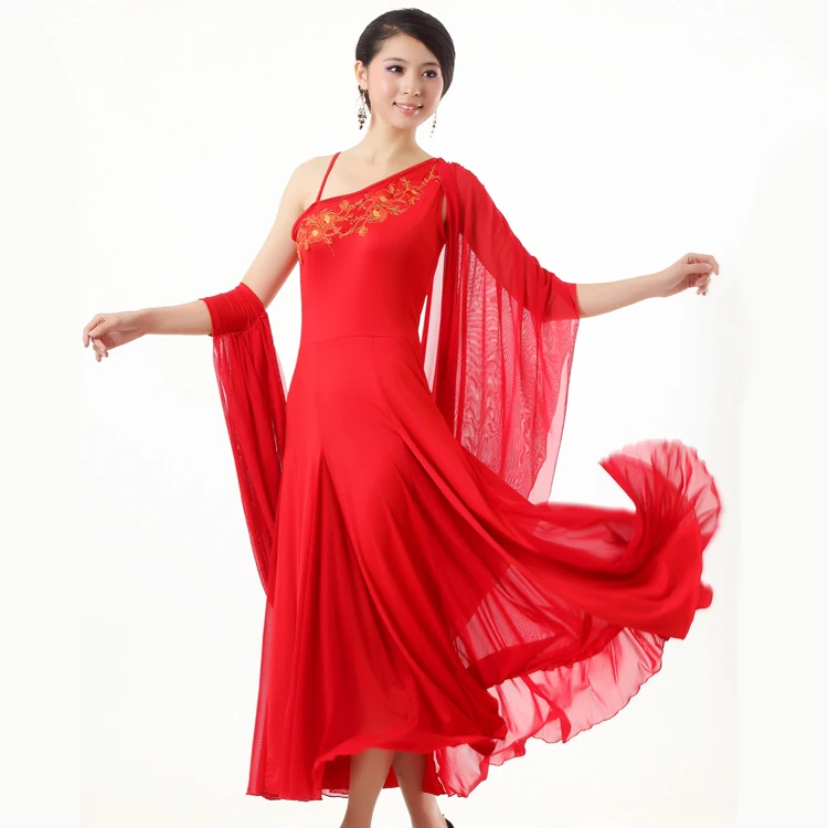 

New Elegant Red/Black/White Expansion Skirt For Women Standard Ballroom/Modern/Waltz/Tango Competition/Performance Long Dress