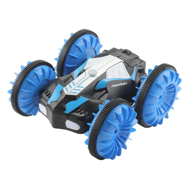 Blue C10 воды и земли RC автомобиль амфибия агенты 360 Поворот дистанционного Управление Stunt автомобилей Электрический светодиодный ночной Светильник RC автомобиль игрушечный робот для детей - Цвет: Blue