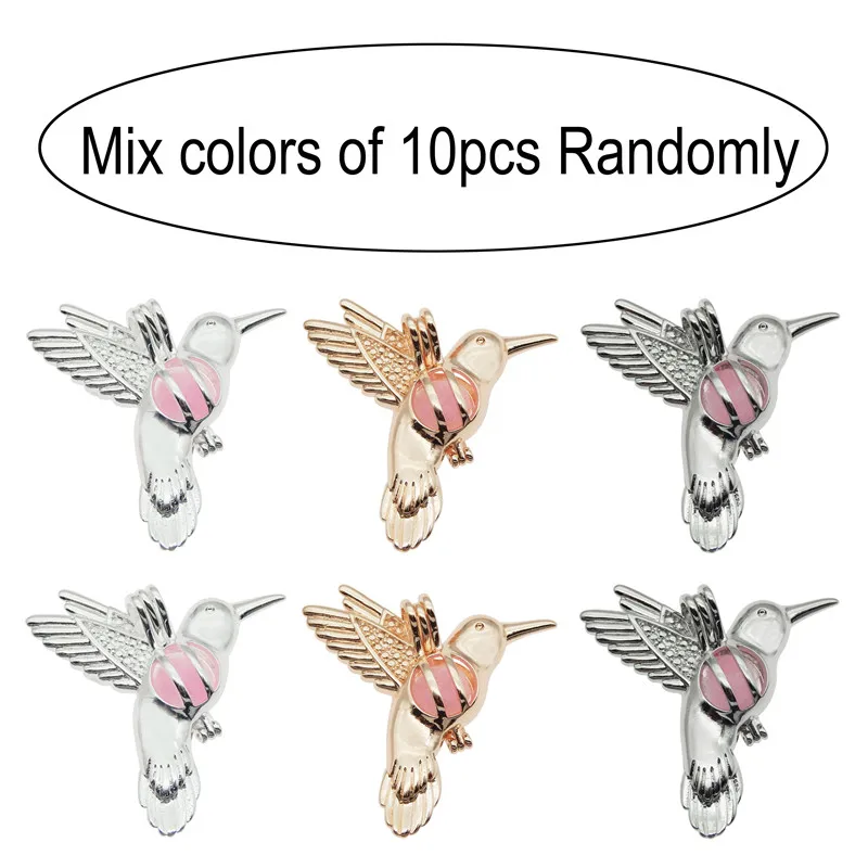 Three random colors 10 шт. трендовая птица устричная жемчужина подвески в форме медальона животное ароматерапия эфирное масло колье аромараспылитель медальон для DIY ювелирных изделий - Окраска металла: Three random colors