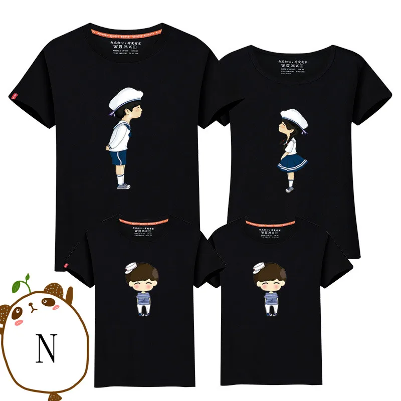 Родитель-ребенок Футболки прекрасный мультфильм рубашка любителей Семейные