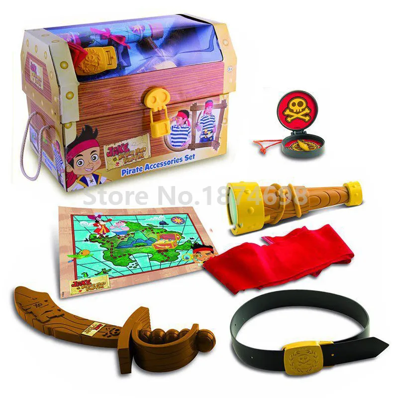 New Jake Hook Pirates Toys Pirate Accessories Set Treasure Box 6PCS Figure Toy for Kids Boys Children Gifts |
