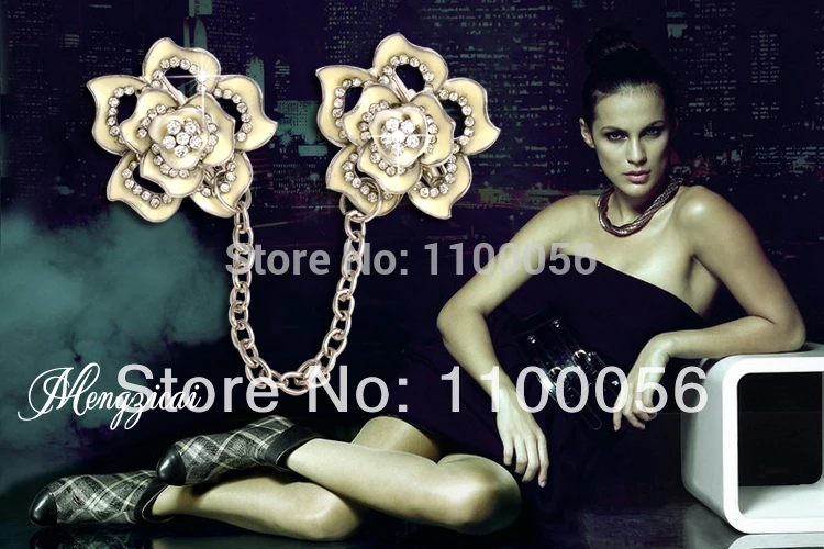 Женские Двухцветные броги MZC с белыми розами украшения из страз для вечеринок