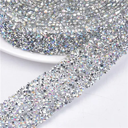 silver ab color 5 Ярд/лот исправление стразы отделка 3 см ширина смолы окантовка свадебное платье украшение ремень DIY Аксессуары Одежда Обувь Сумки - Цвет: silver ab color