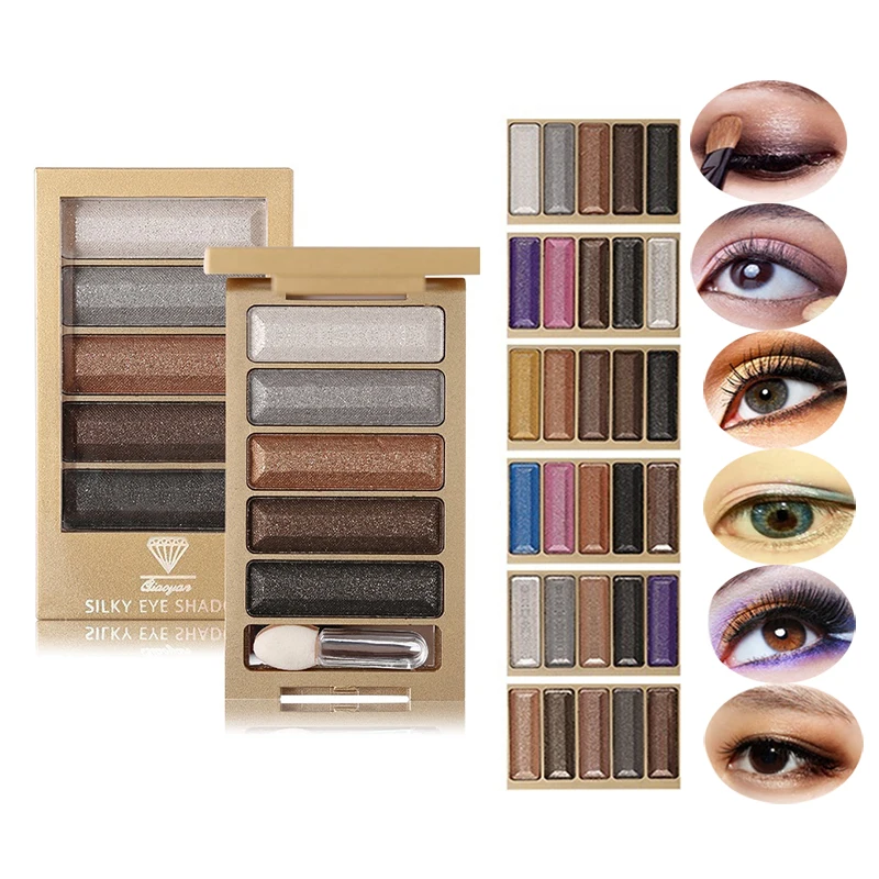 Тени для век матовые тени мерцающие 5 цветов долговечные макияж глаза дымчатые