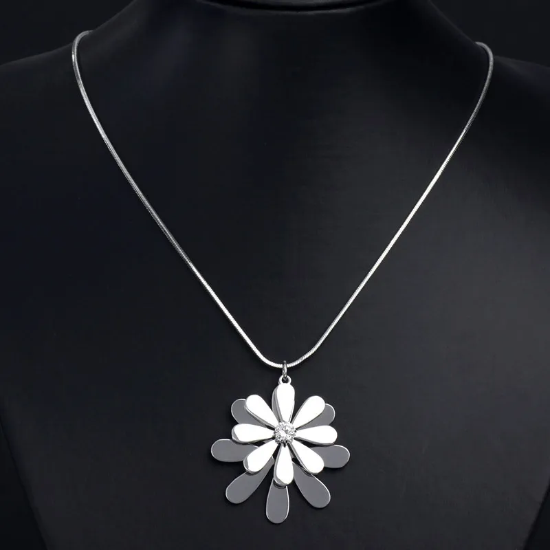 Neoglory Циркон 2 цветок ожерелья и подвески для женщин модные ювелирные изделия