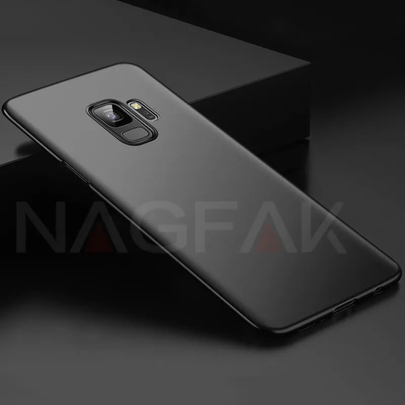 Черный Роскошный Матовый Жесткий чехол для телефона NAGFAK для samsung Galaxy S9 S9Plus S8 S8Plus S7 S6 Edge, Ультратонкий Пластиковый чехол для телефона из поликарбоната - Цвет: Черный