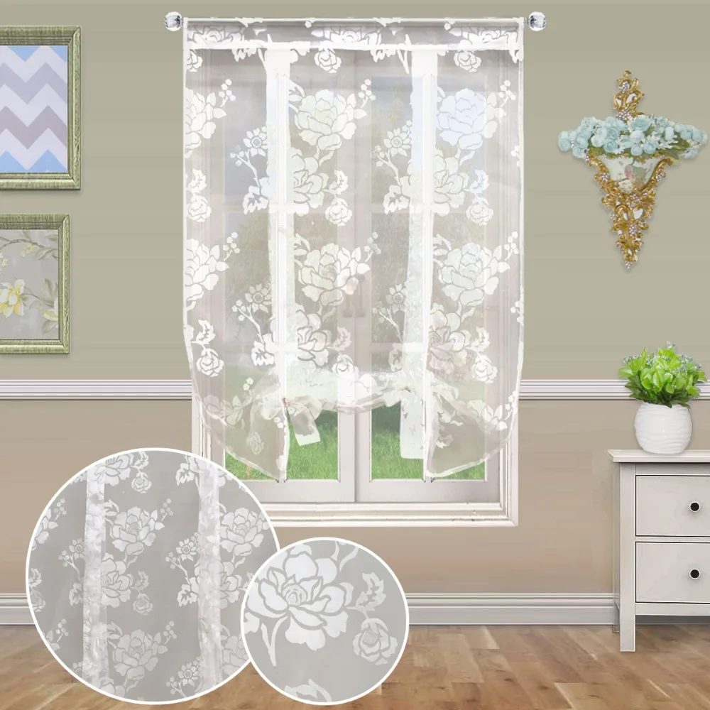 Летающие европейские цветы белая пряжа Фотошторы для гостиной кухни современные