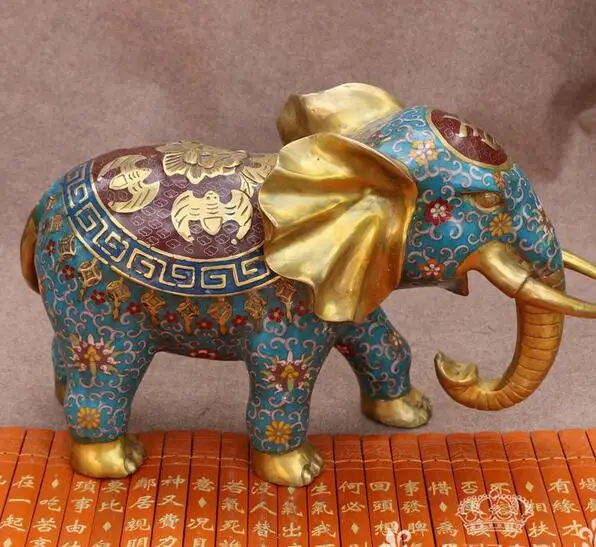 Китайская статуя со слоном эмалированным цветочным дизайном | Дом и сад