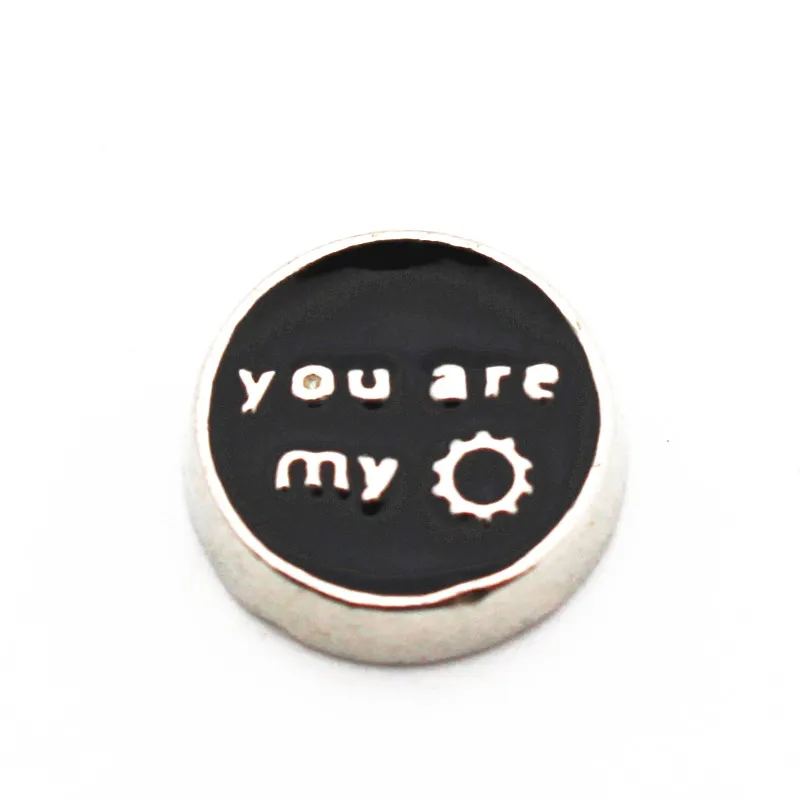10 шт./лот металлическая эмаль You Are My Sun Silver Круглые Плавающие амулеты подходят для