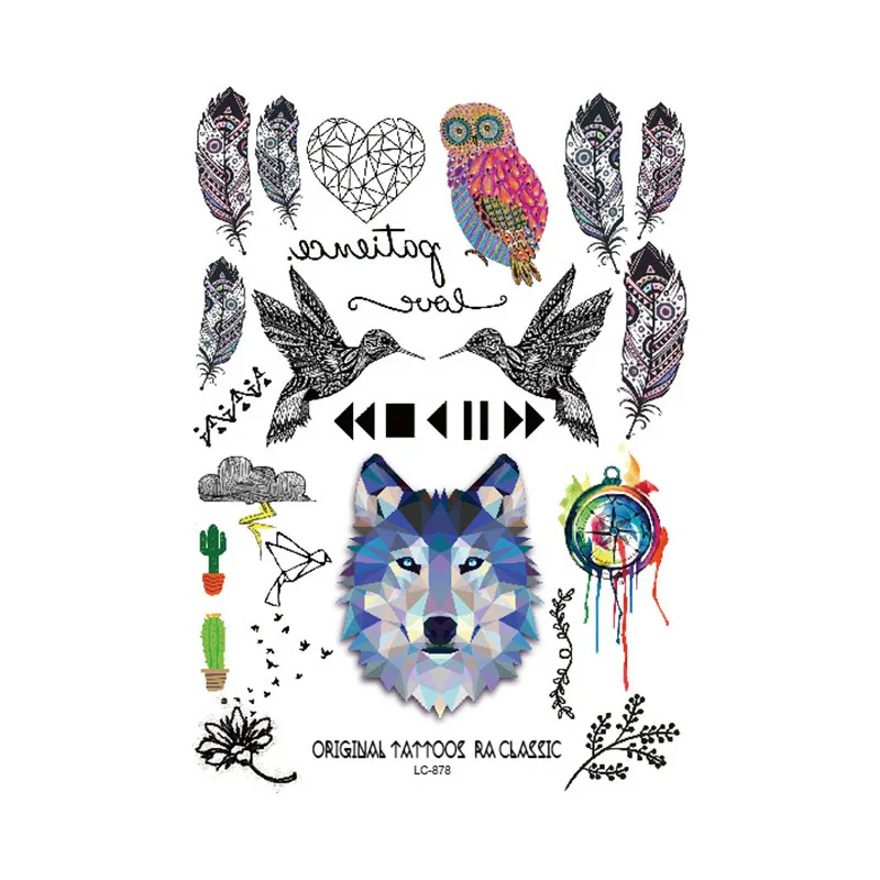 1pcs Fashion Tattoo Sticker DIY Body Art Waterproof Colorful Cartoon Diamond Dog Bird Star Leaf Temporary Cute Stickers | Игрушки и
