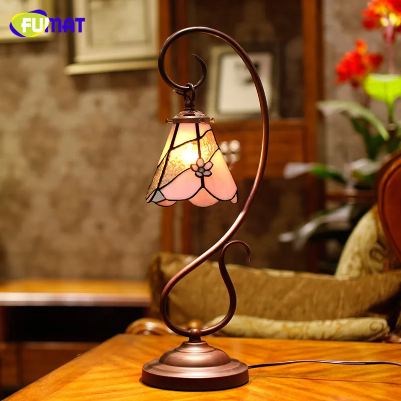 Стеклянная художественная лампа FUMAT Европейский сад Витраж настольная