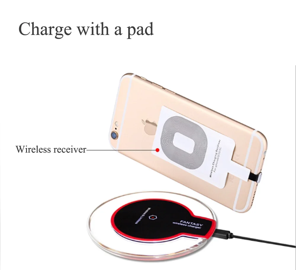 Qi Wireless Charger Pad for iPhone X 8 plus with Charging receiver iphone 5s 6s 6 7 Plus | Мобильные телефоны и