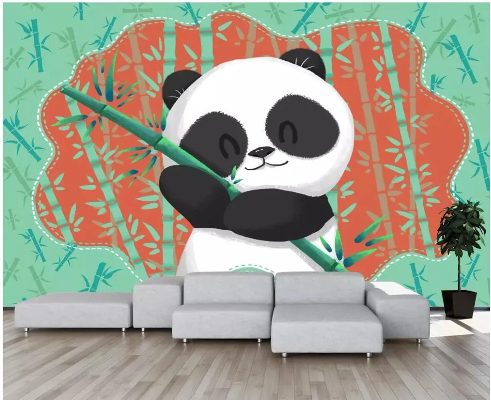 

Custom photo mural 3d wallpaper Hand drawn cartoon panda bamboo children's room deco 3d wall murals wallpaper for walls 3 d