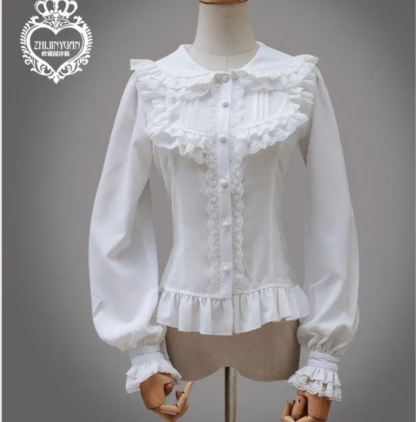 

2019 spring new long-sleeved slim sweet shirt Lolita sweet fashion casual chiffon bottoming shirt