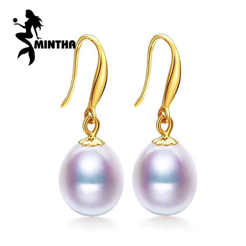 Золотые серьги MINTHA 18 k ювелирные изделия из жемчуга антиаллергические капли