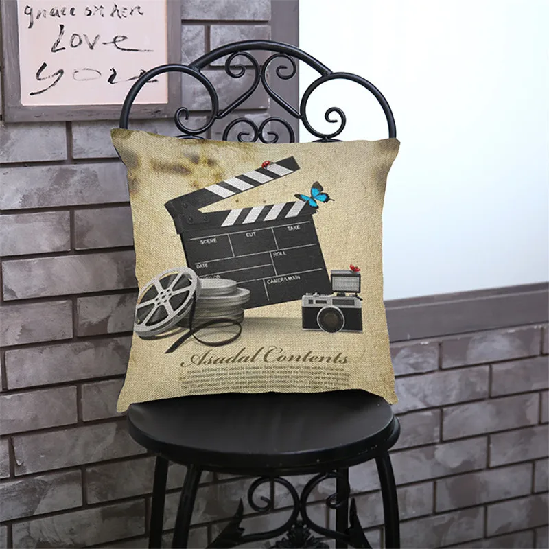Ретро часы креативный телефонный фильм карта печать подушка чехол наволочка для