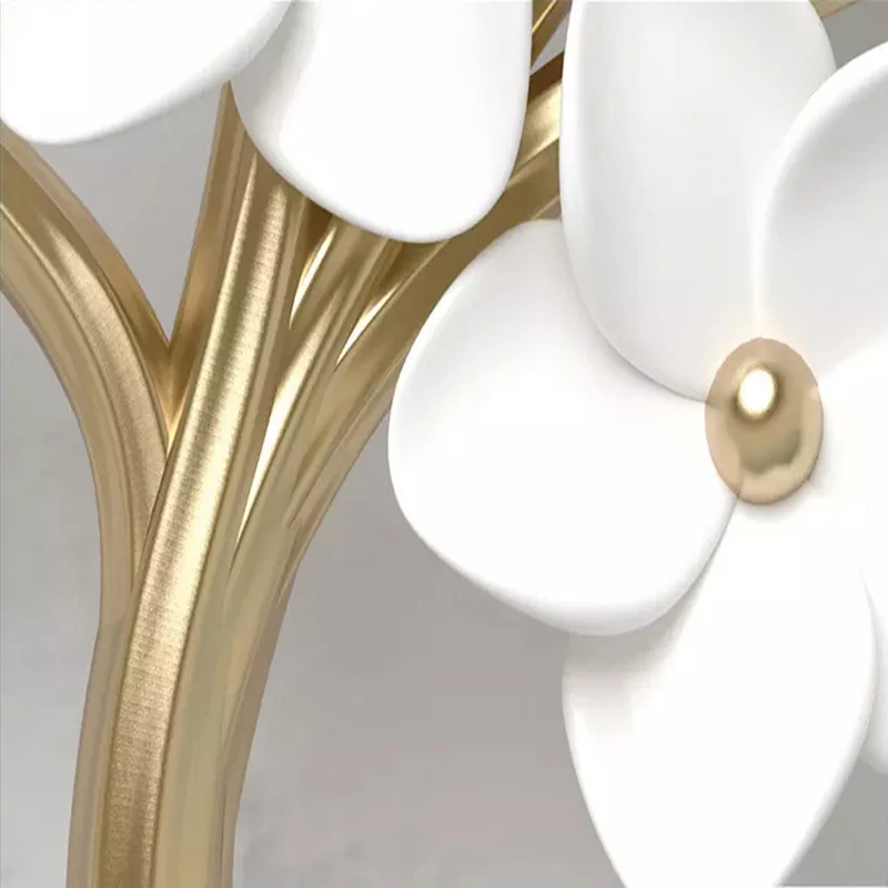 3D фотообои на заказ белые цветы дерево гостиная диван ТВ спальня фон Настенная