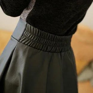 New Sexy Mini Skirt Winter Pu Leather Plus Velvet Skirts High Waist Pleated Cake Leisure Womens D1825 | Женская одежда