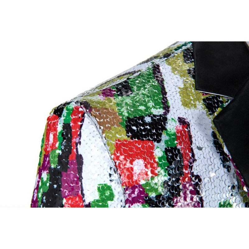 Мужской Блейзер приталенный повседневный жакет облегающий Блестящий цветочный