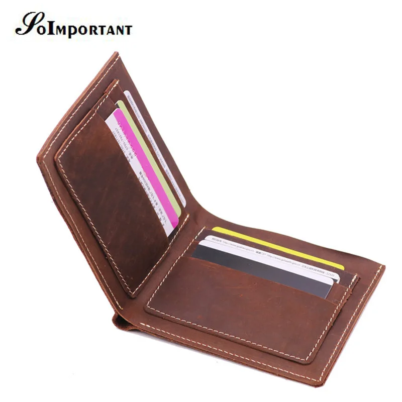 Винтажные тонкие мужские кошельки ручной работы из натуральной кожи маленькие