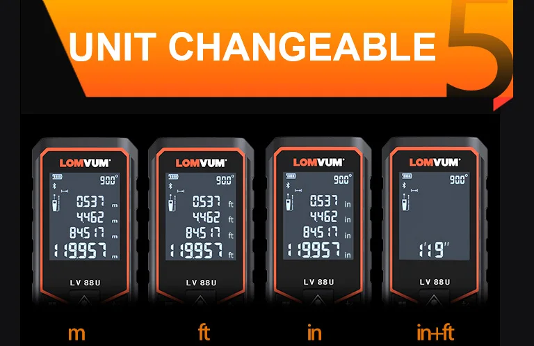 Лазерный дальномер LOMVUM, 50 м, 80 м, 100 м, 120 м, М, лазерный дальномер, мини, Bluetooth, ленточный дальномер, USB, измеритель диастиметра