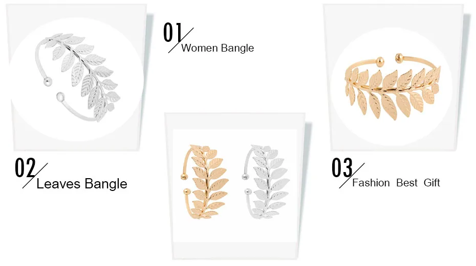 Oly2u New Fashion Open Leaf Bracelet Bangles for Women Wedding Jewelry Gift-G062