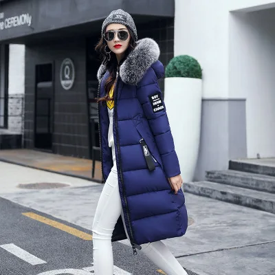 2017 зимние Для женщин зимнее хлопковое пальто меховой капюшон воротник
