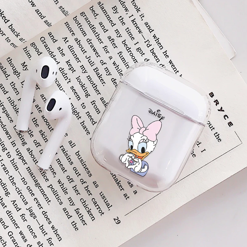 Прозрачный беспроводной чехол для зарядки наушников для AirPods 1 2 Жесткий ПК милый мультяшный узор Bluetooth коробка гарнитура чехол