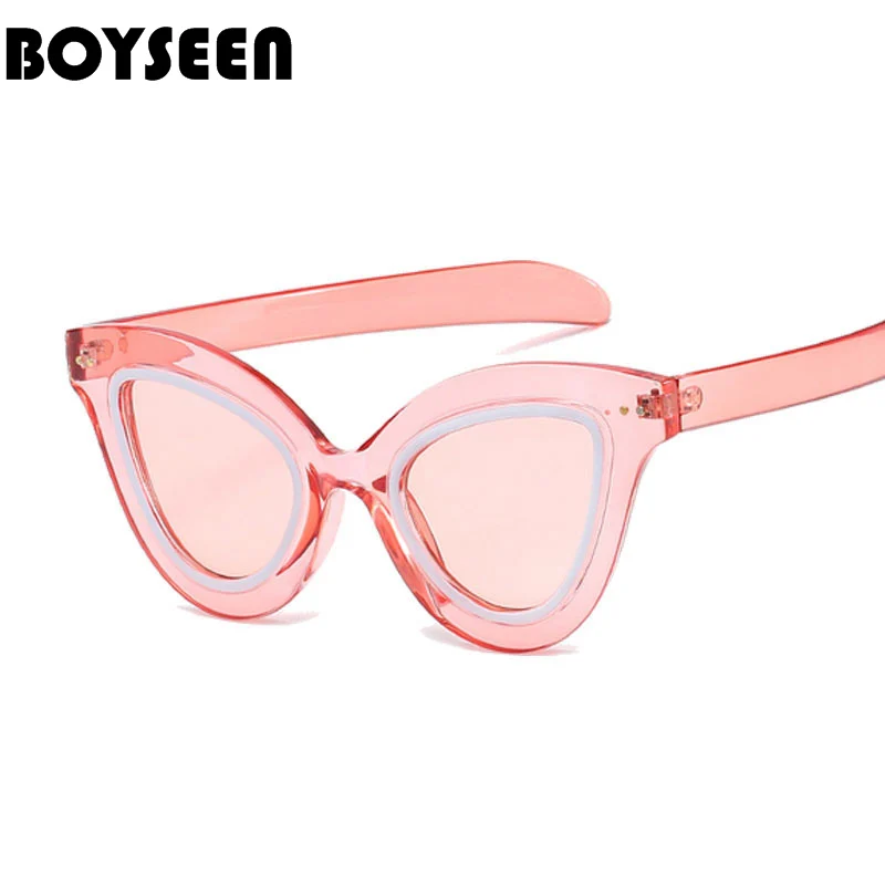 Мужские и женские прозрачные солнцезащитные очки BOYSEEN кошачий глаз красного