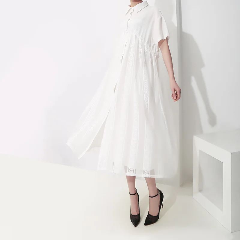 XITAO шифоновое кружевное летнее платье женская одежда 2019 отложной воротник