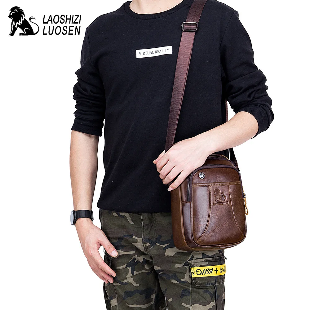 Винтаж пояса из натуральной кожи сумка для мужчин 2019 новый Лев печати Crossbody