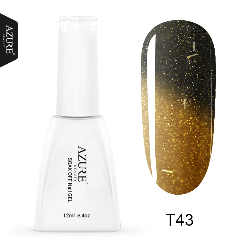 T43 Azure beauty, термальный УФ-гель для ногтей, меняющий цвет, с температурой, замачивается, светодиодный лак, долговечный Гибридный гвоздь, 12 мл - Цвет: T43