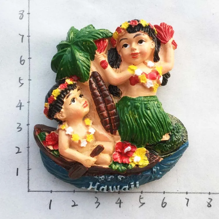 American Hawaiian Hula Girl Three-dimensional Tourist Souvenir Fridge Magnet | Дом и сад