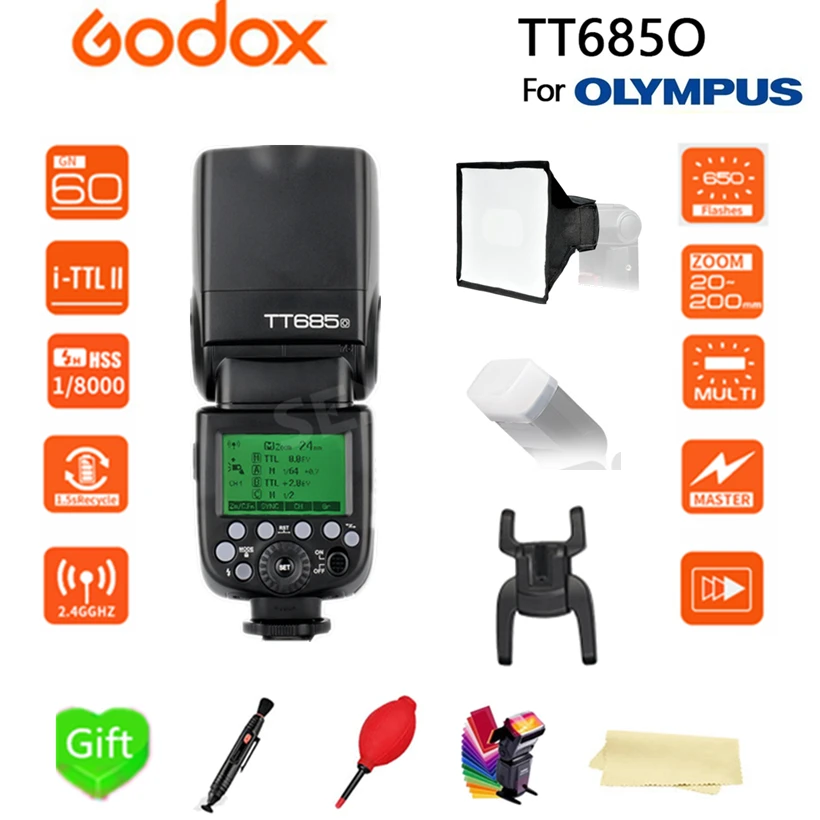 Беспроводная вспышка Godox TT685O 2 4G HSS 1/8000s i-TTL GN60 для DSLR-камер Olympus Panasonic + подарочный