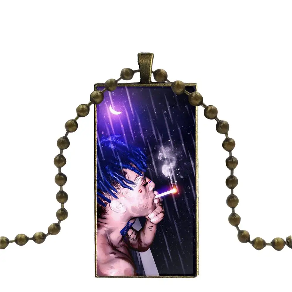 as picture Для школьниц Макси Xxxtentacion модное стеклянное Кабошон ожерелье с женской массивной подвеской прямоугольное ожерелье s ювелирные изделия - Окраска металла: as picture