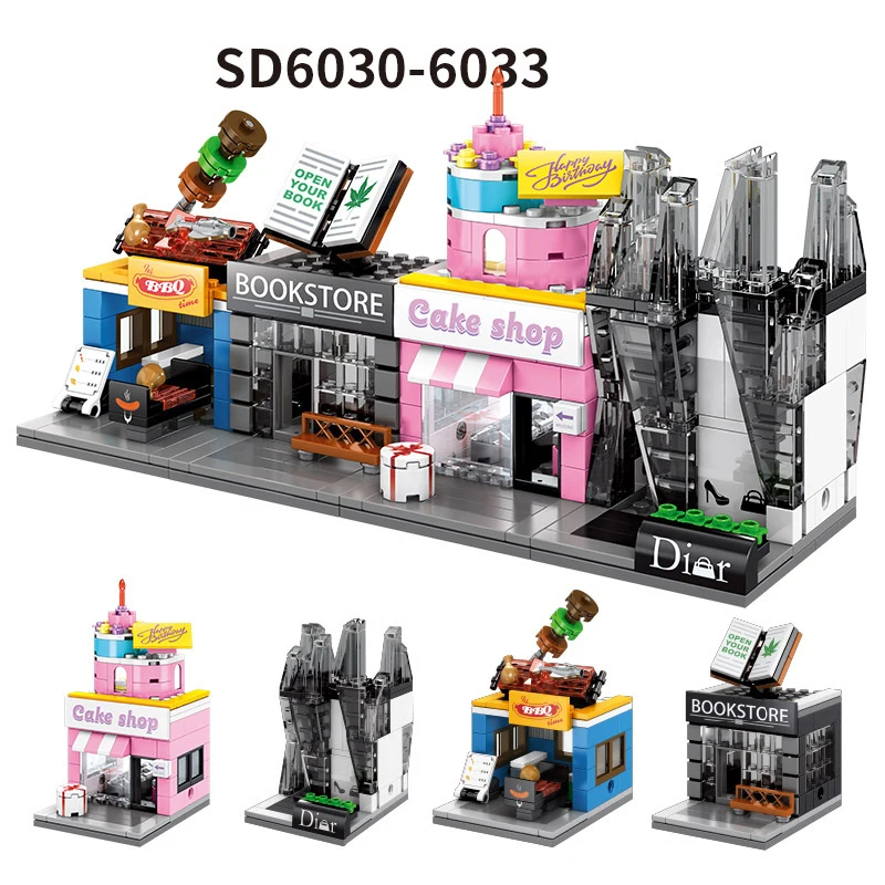 4 шт./лот детские строительные блоки игрушки совместимые с Legoingly city Mini City Street View Shop