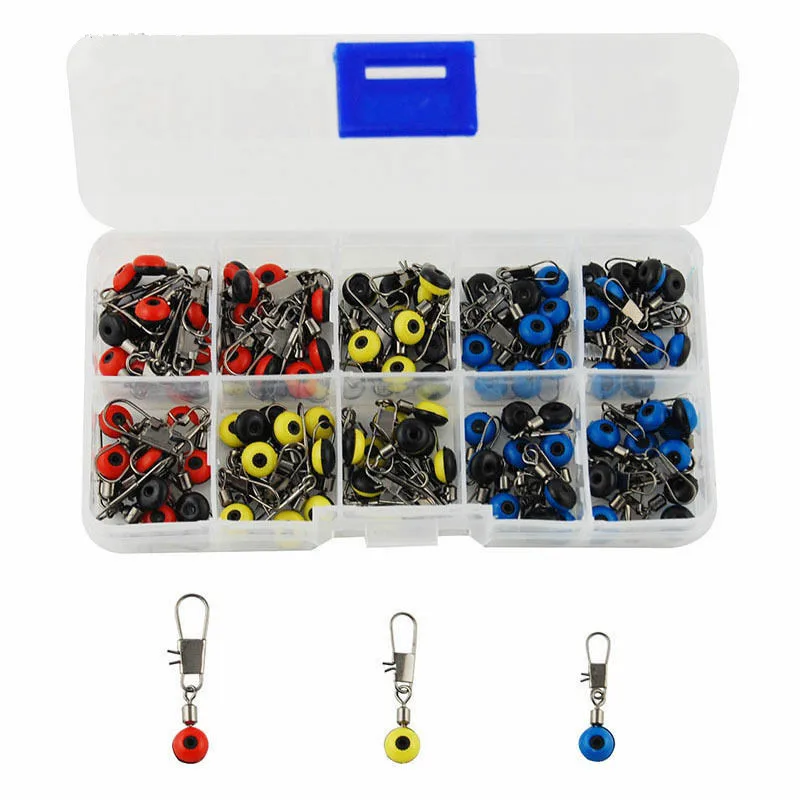 

100pcs/lot Sea Fishing Swivel With Interlock Snap Saltwater Fishing Swivels Connector With Box