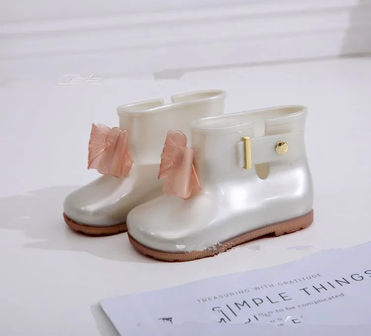 

Mini Melissa Original 2020 New Bow Boots Waterproof Melissa Girl Jelly Sandals Baby Shoes Breathable Melissa Rain Boots