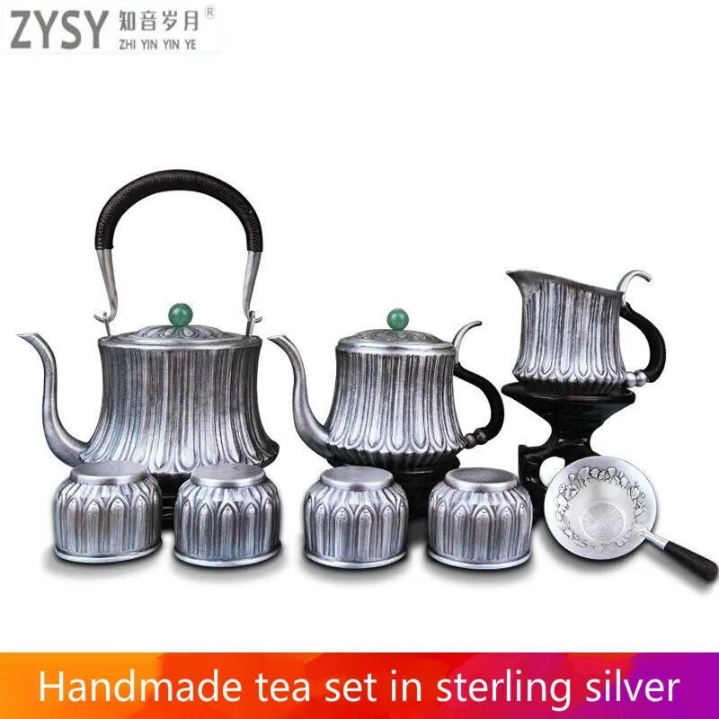 Чистое серебро изысканны teteapot чайники чайная чашка китайский чайный набор