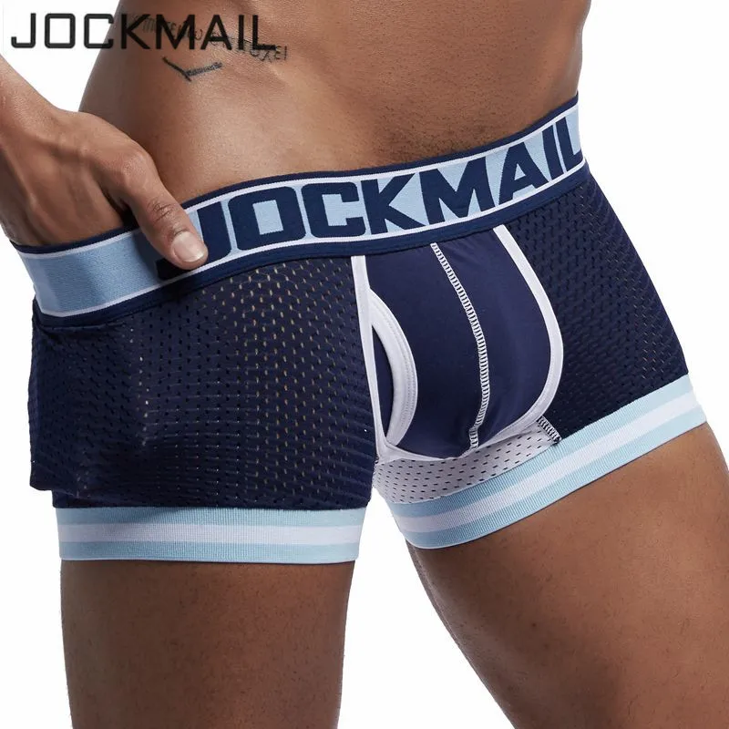 JOCKMAIL фирменное Мужское нижнее белье боксеры новые сетчатые шорты мужские трусы