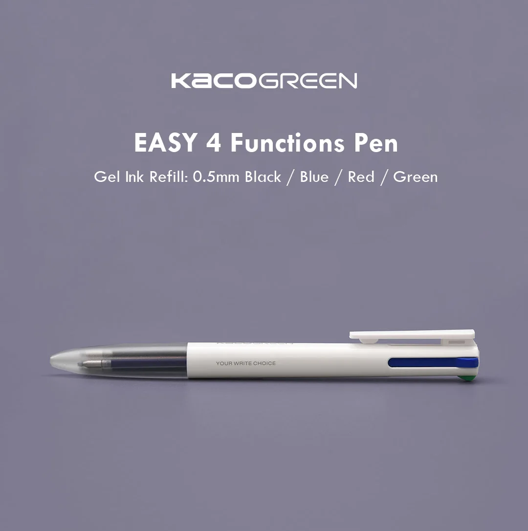 Xiaomi KACO EASY 4 в 1 многофункциональная ручка 0,5 мм черный синий красный зеленый стержень сменный гелевый ручка для офиса и школы