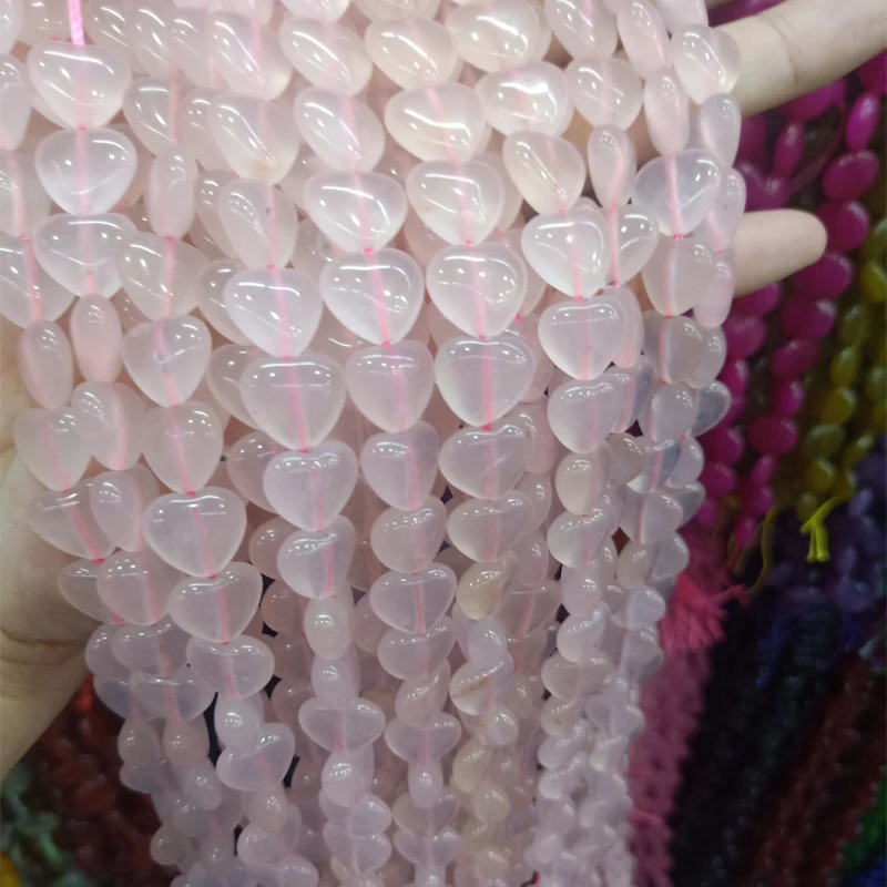 

12 мм натуральный розовый кварц каменные бусины в форме сердца россыпью Розовый кристаллический камень бусины для самостоятельного изготов...