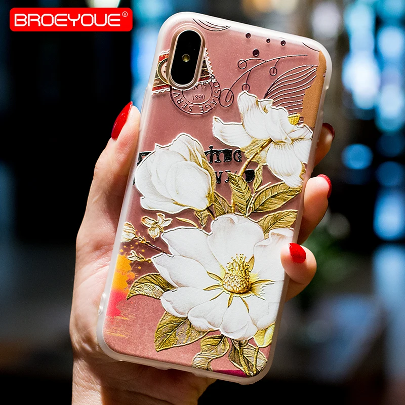 3D Relief Case For iPhone XS Max XR Cases Floral Matte Cover 5 5S SE 6 6S Plus 7 8 X Soft TPU Capas Fundas |